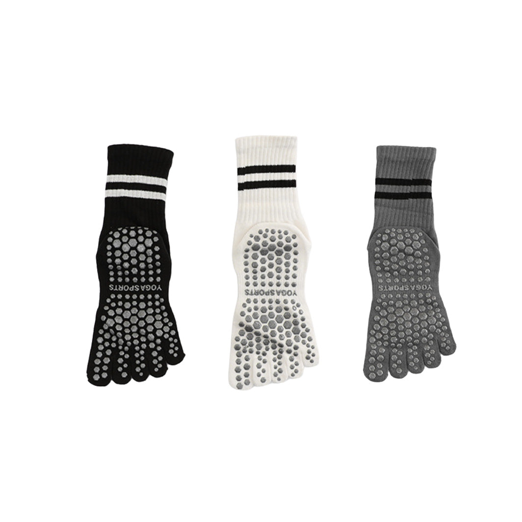 Mid Calf Striped Toe Socks 3 Pack