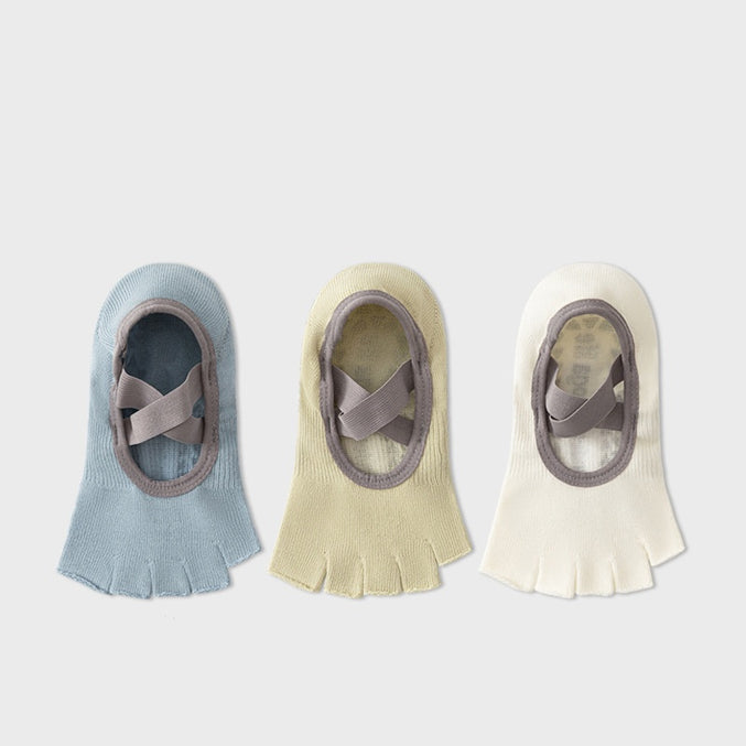 Open Toe Strap Grip Socks 3 Pack