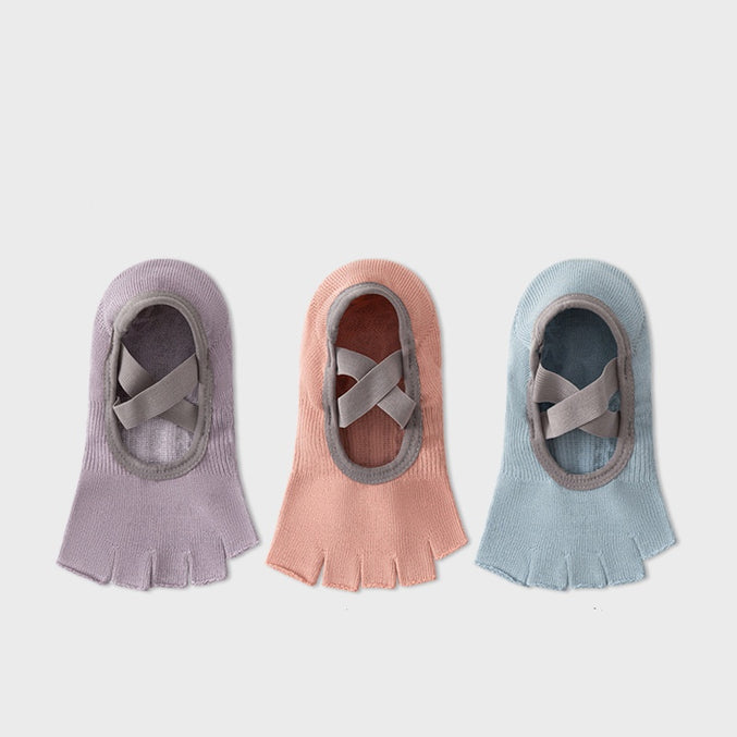 Open Toe Strap Grip Socks 3 Pack