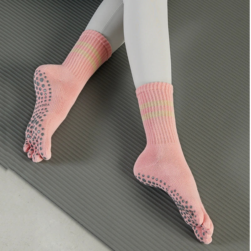 Mid Calf Striped Toe Socks 3 Pack