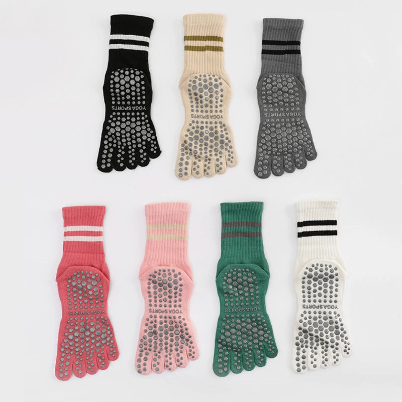 Mid Calf Striped Toe Socks