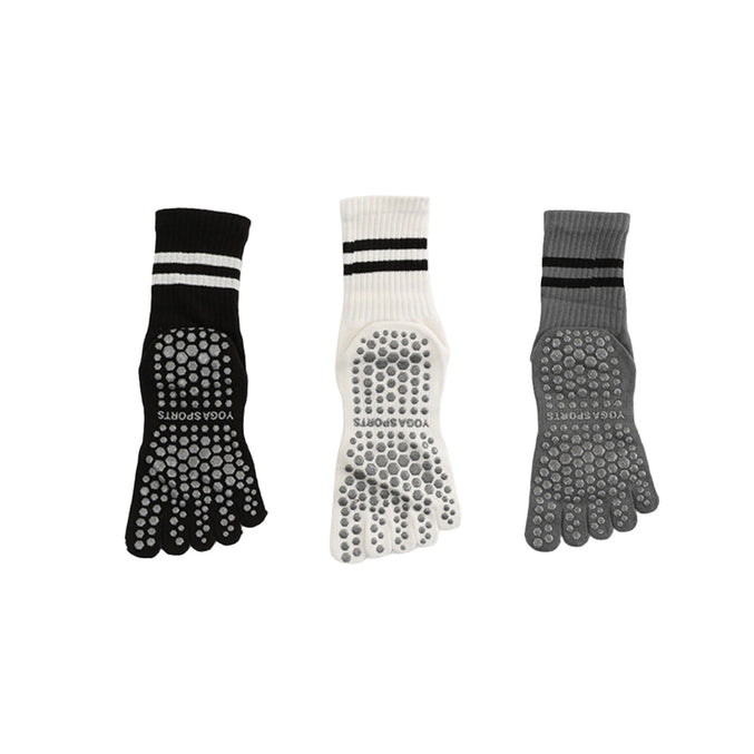 Mid Calf Striped Toe Socks 3 Pack