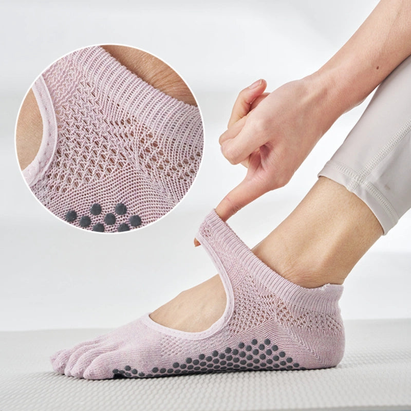 Non Slip Full Toe Open Back Grip Socks 3 pack