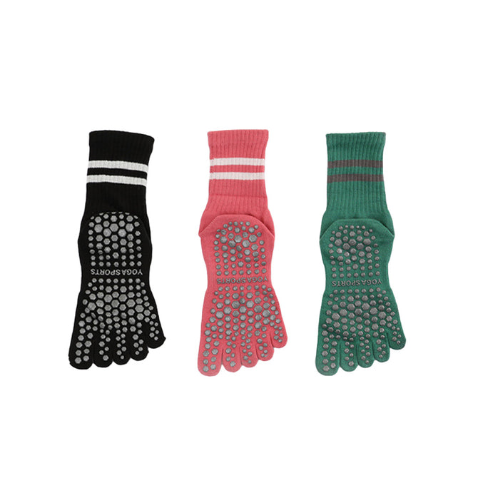 Mid Calf Striped Toe Socks 3 Pack