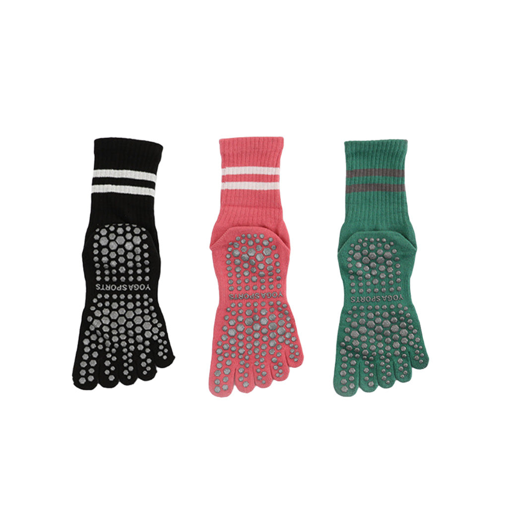 Mid Calf Striped Toe Socks 3 Pack