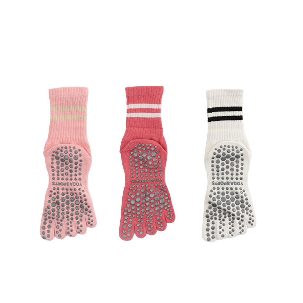 Mid Calf Striped Toe Socks 3 Pack