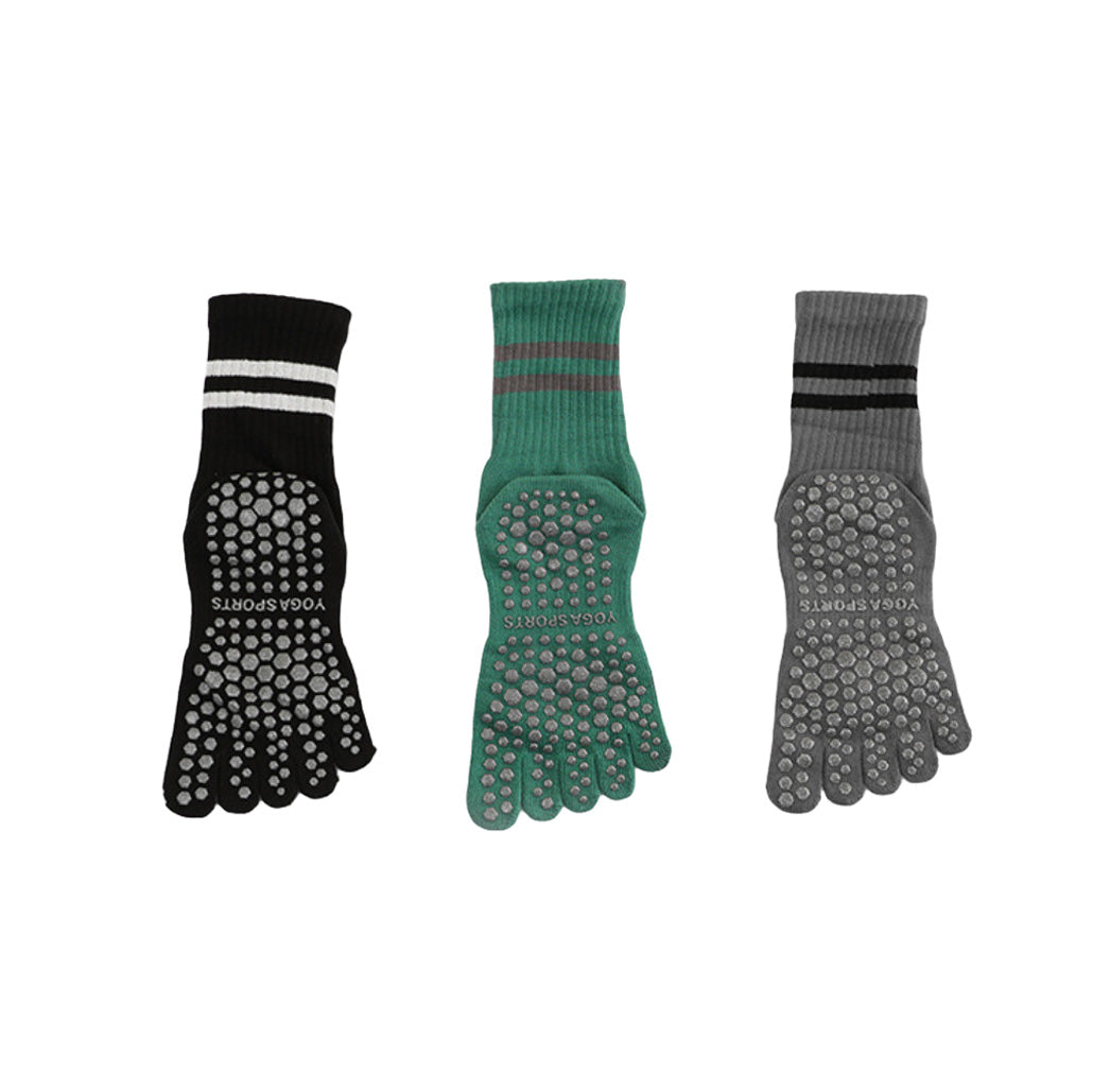 Mid Calf Striped Toe Socks 3 Pack