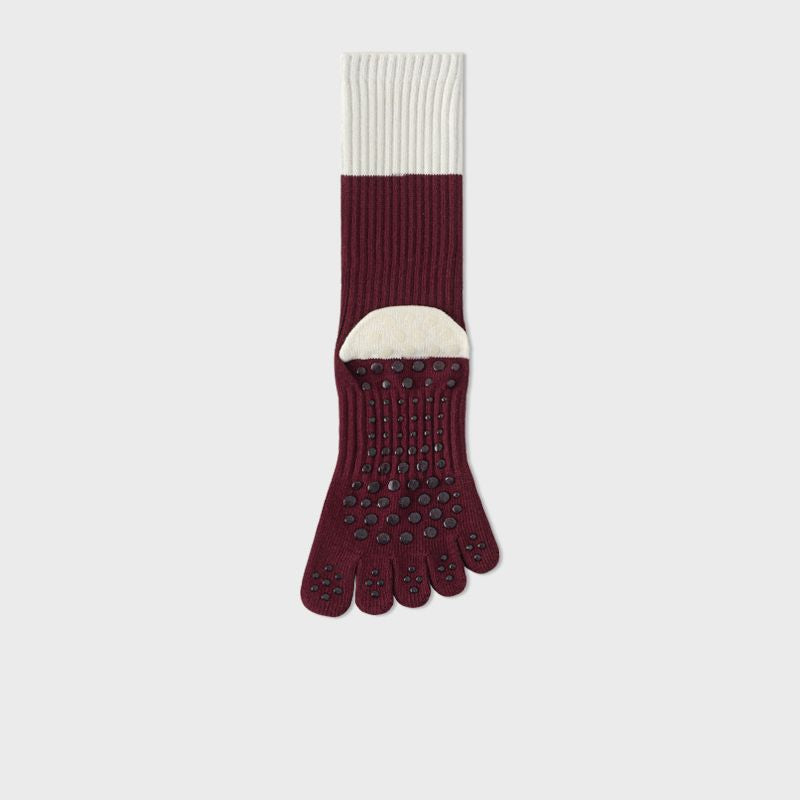 Color Block Long Grip Socks