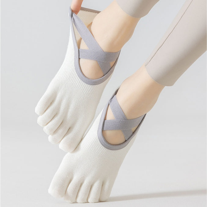 Cross Strap Grip Toe Socks
