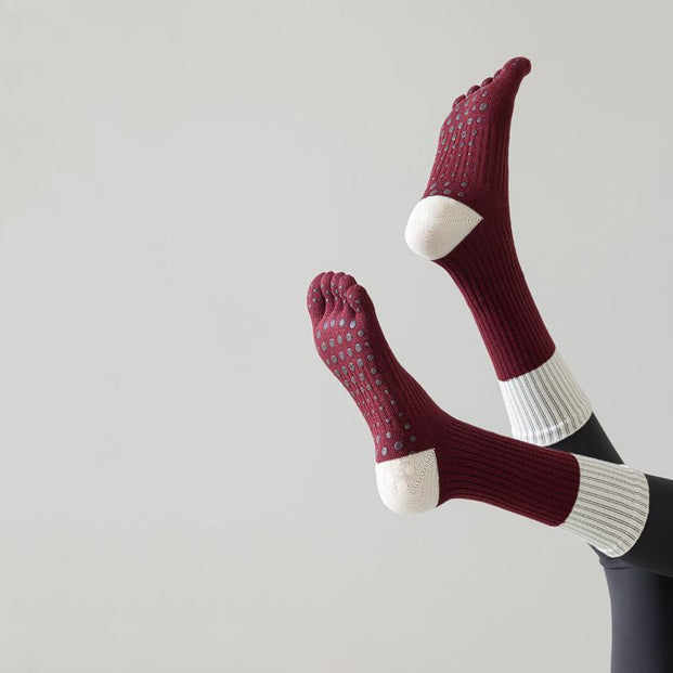 Color Block Long Grip Socks