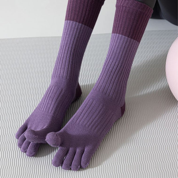 Color Block Long Grip Socks