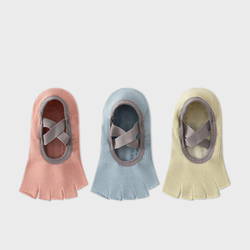 Open Toe Strap Grip Socks 3 Pack