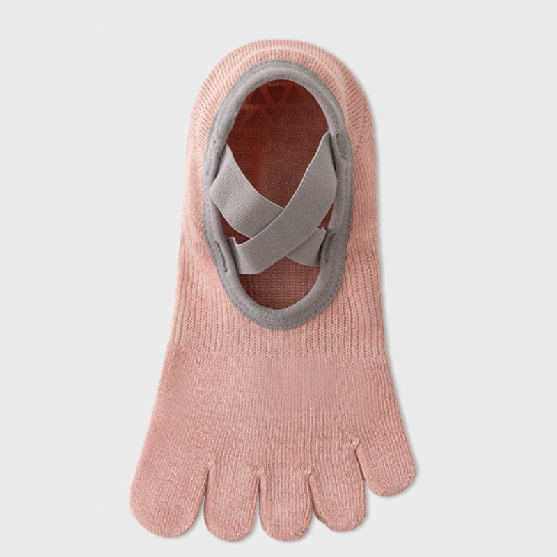 Cross Strap Grip Toe Socks