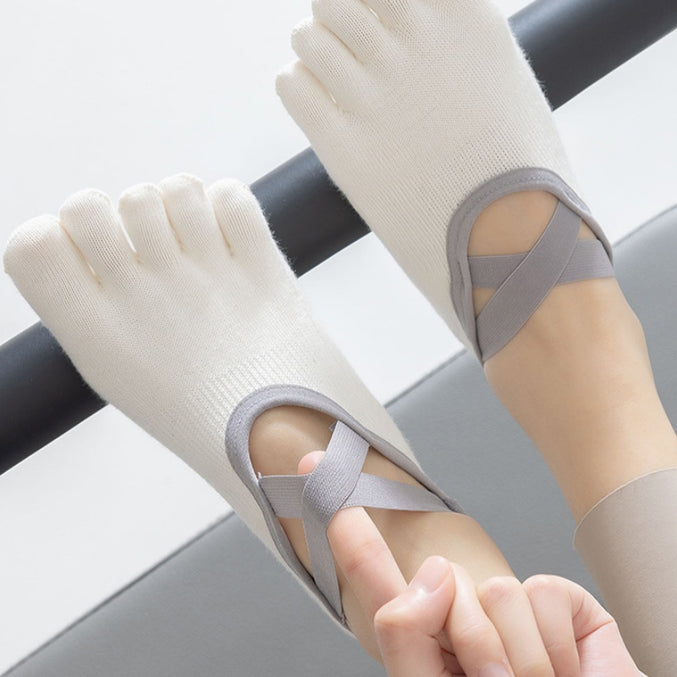 Cross Strap Grip Toe Socks