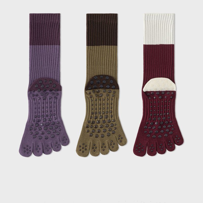 Color Block Long Grip Socks 3 pack