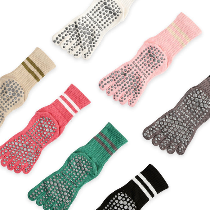 Mid Calf Striped Toe Socks