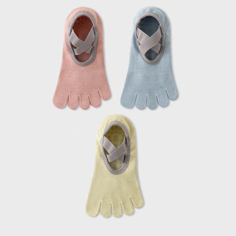 Cross Strap Grip Toe Socks