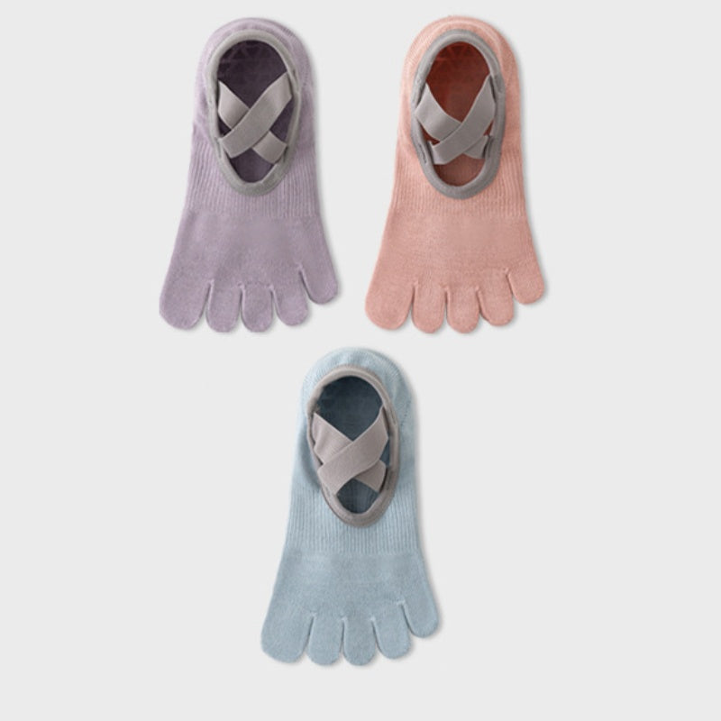 Cross Strap Grip Toe Socks set