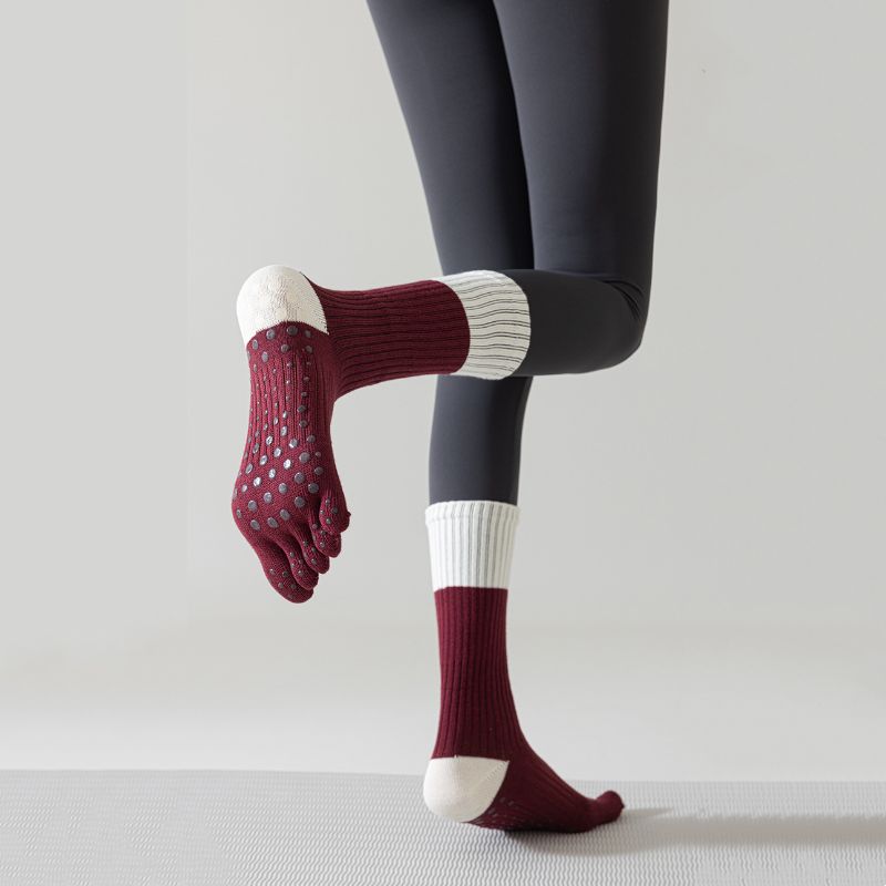 Color Block Long Grip Socks