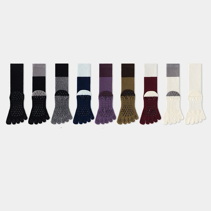 Color Block Long Grip Socks