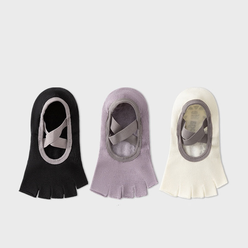 Open Toe Strap Grip Socks 3 Pack