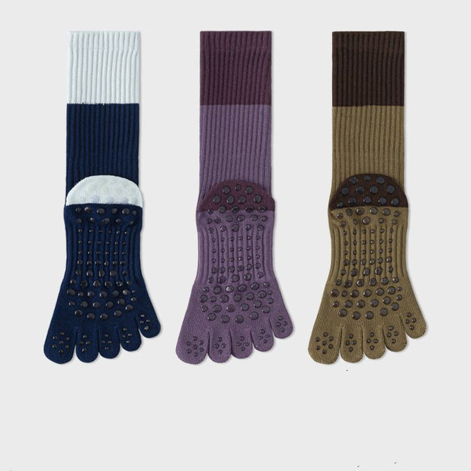 Color Block Long Grip Socks