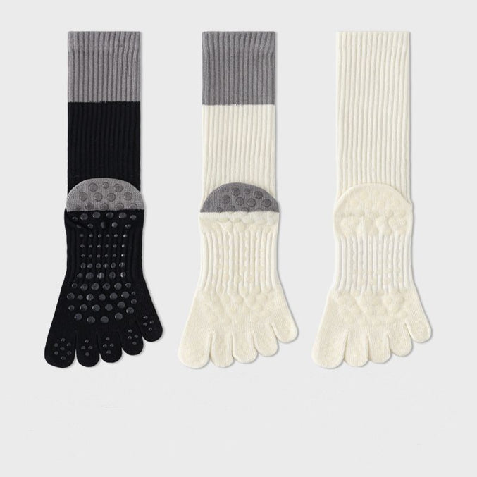 Color Block Long Grip Socks