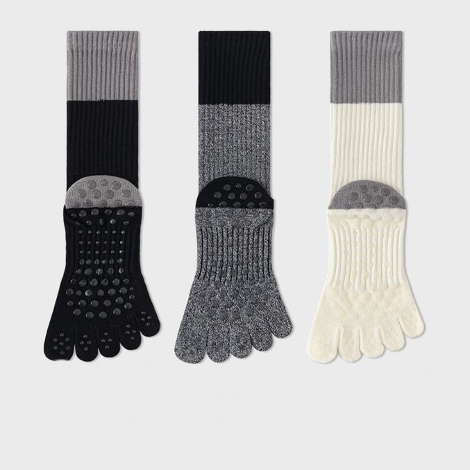Color Block Long Grip Socks