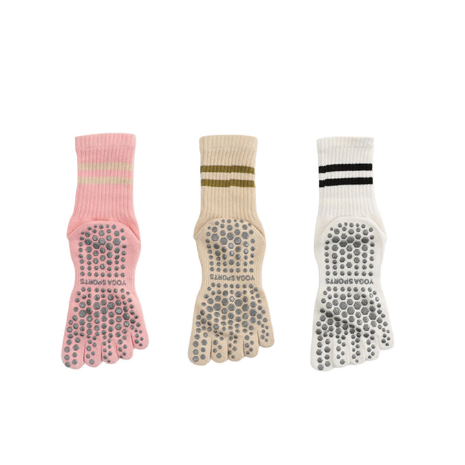 Mid Calf Striped Toe Socks 3 Pack