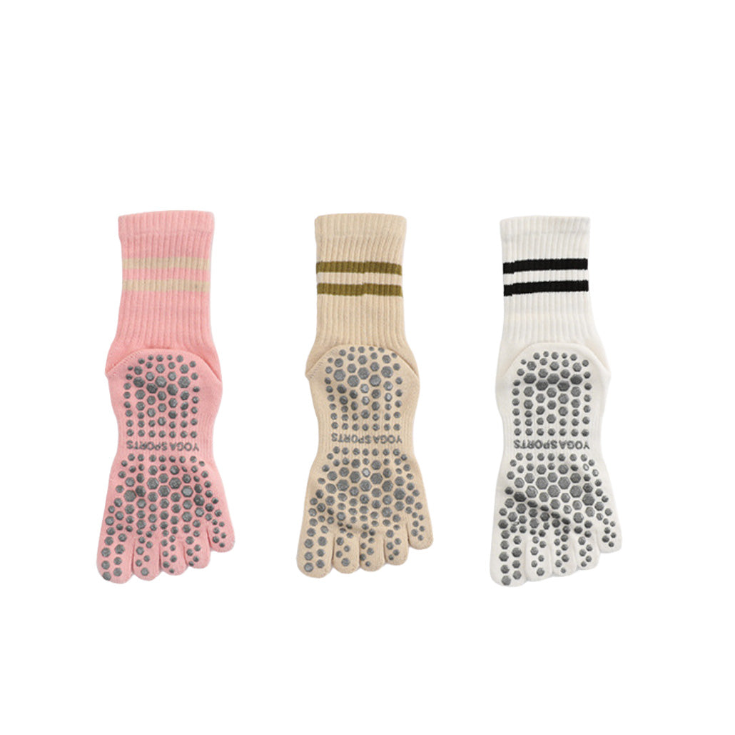 Mid Calf Striped Toe Socks 3 Pack