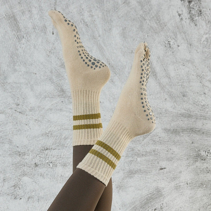 Mid Calf Striped Toe Socks