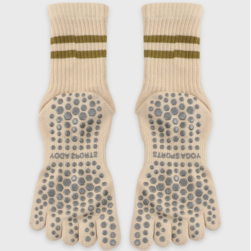 Mid Calf Striped Toe Socks